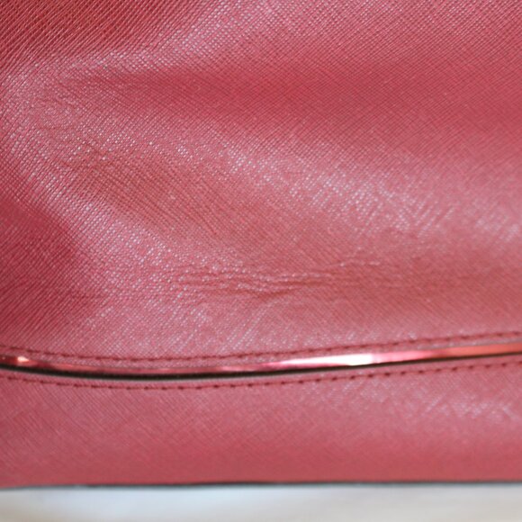 Michael Kors Cherry Red Jet Set Large Leather Tote Bag Purse - Picture 4 of 13